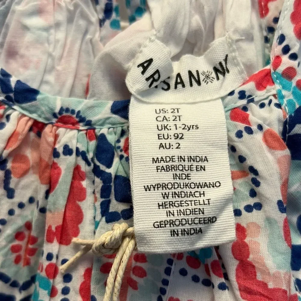 Artisan NY Floral Patterned Kids Dress and shorts set- Pink and Blue, size 2T